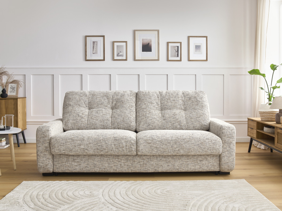 Canapé droit convertible ouverture express CHARLES beige 140x195  BOBOCHIC 3 places - Vue supplémentaire 3