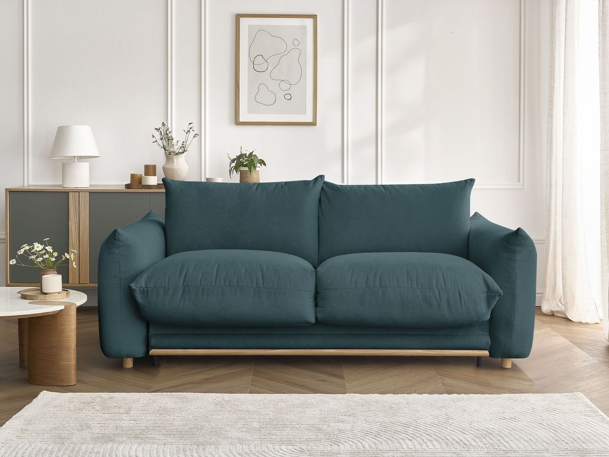 Canapé droit convertible ERNEST ouverture express bleu foncé 160x190  BOBOCHIC 3 places - Vue supplémentaire 3