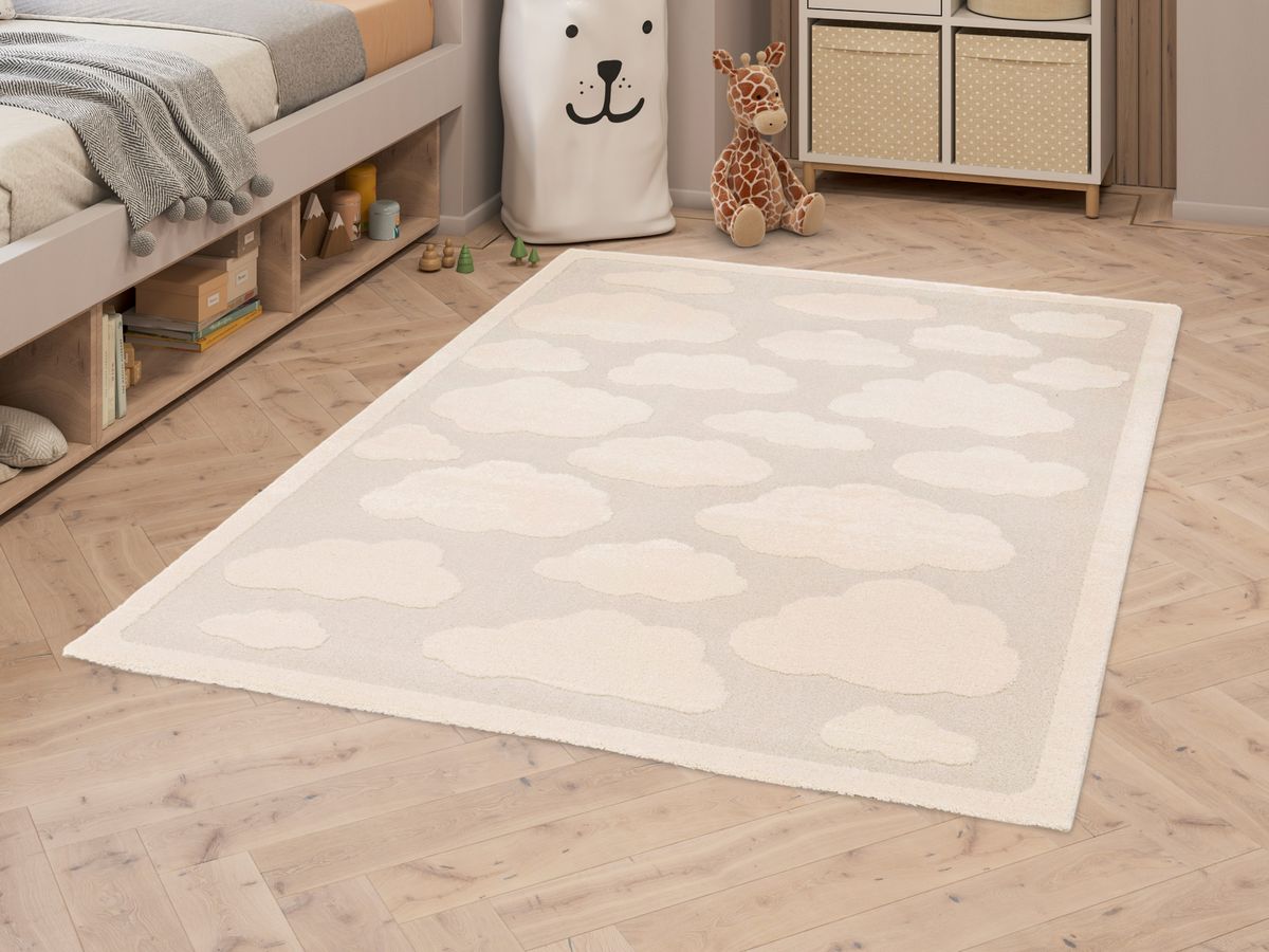 Tapis poils courts MAPA motifs nuages beige — vue 6