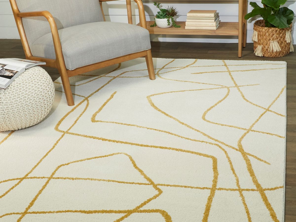 Tapis poils courts SOLINE motifs abstraits jaune — vue 5