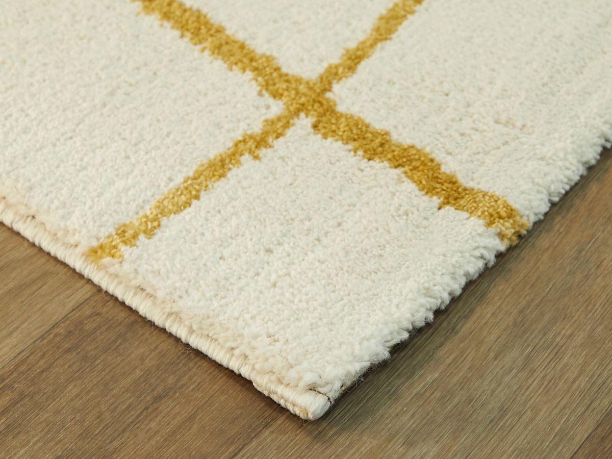 Tapis poils courts SOLINE motifs abstraits jaune — vue 4