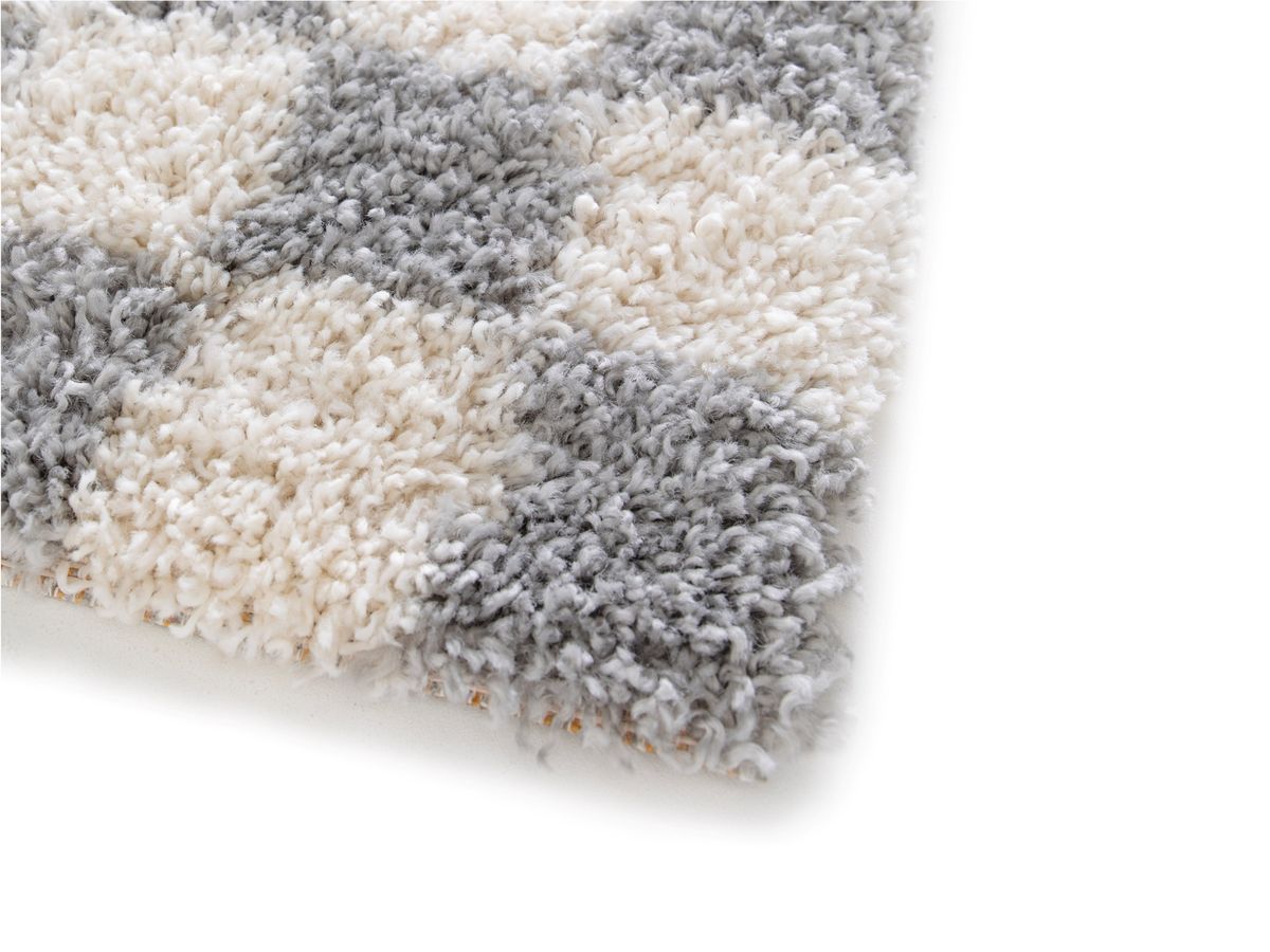 Tapis poils longs DAMIEN motifs damier