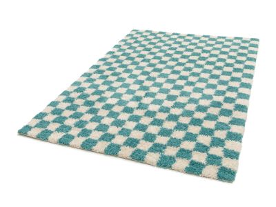 Tapis poils longs DAMIEN motifs damier