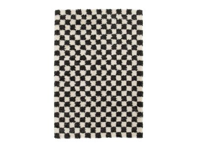 Tapis poils longs DAMIEN motifs damier