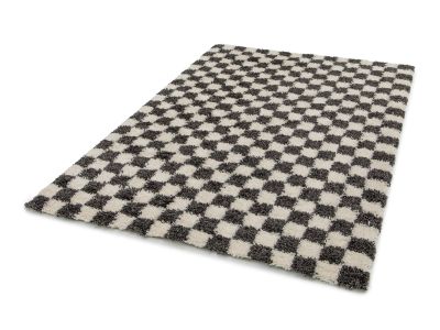 Tapis poils longs DAMIEN motifs damier