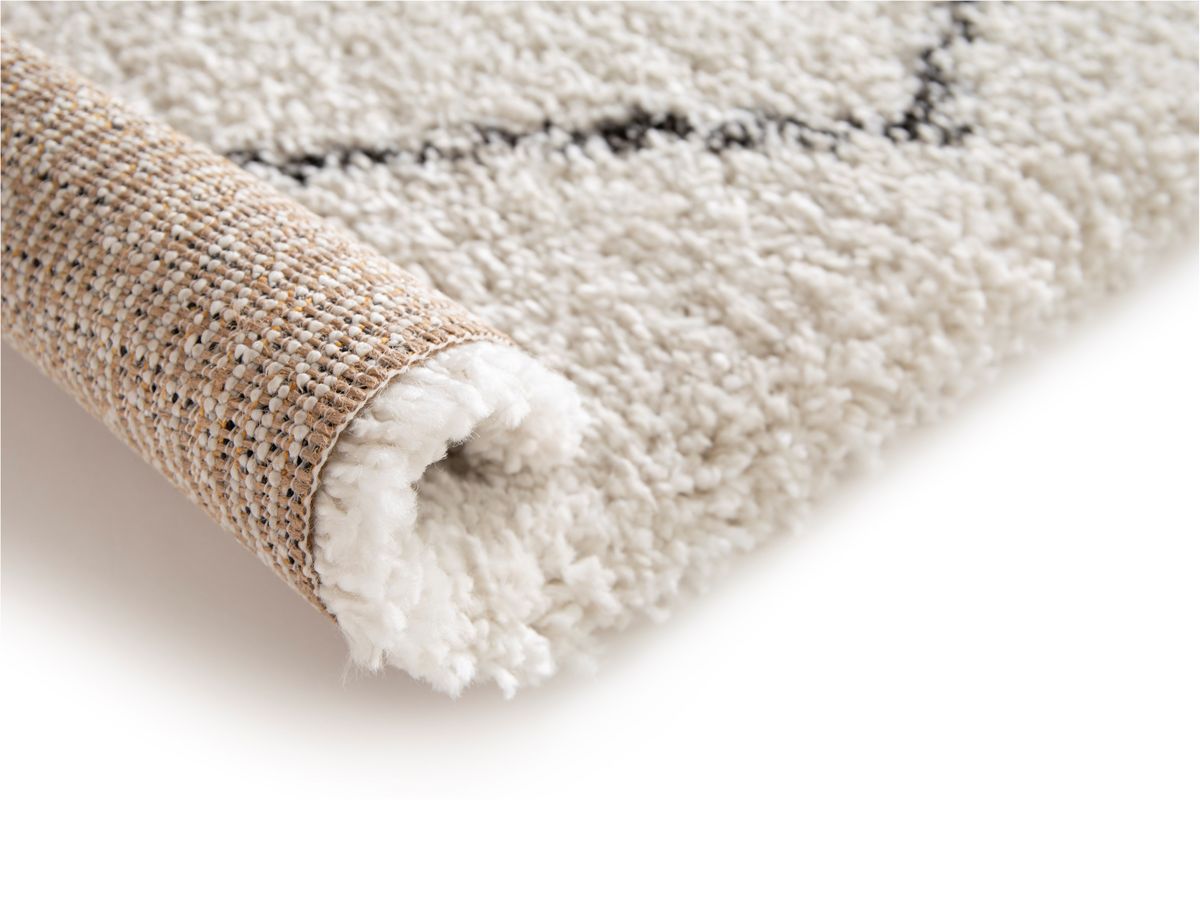 Tapis poils longs RENAUD motifs graphiques beige — vue 5