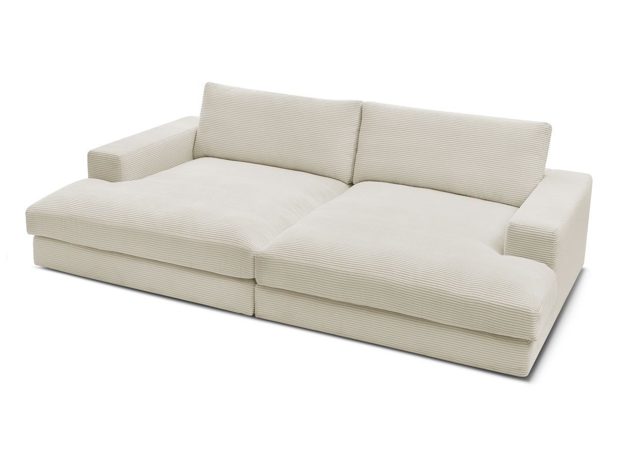 Canapé droit fixe 4 places compact LEONARD assise profonde velours côtelé