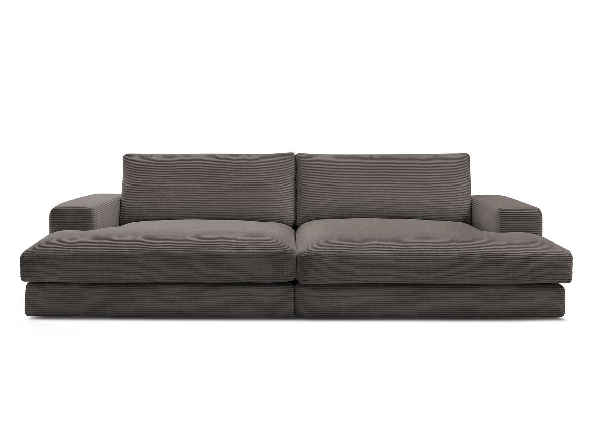 Canapé droit fixe 4 places compact LEONARD assise profonde velours côtelé