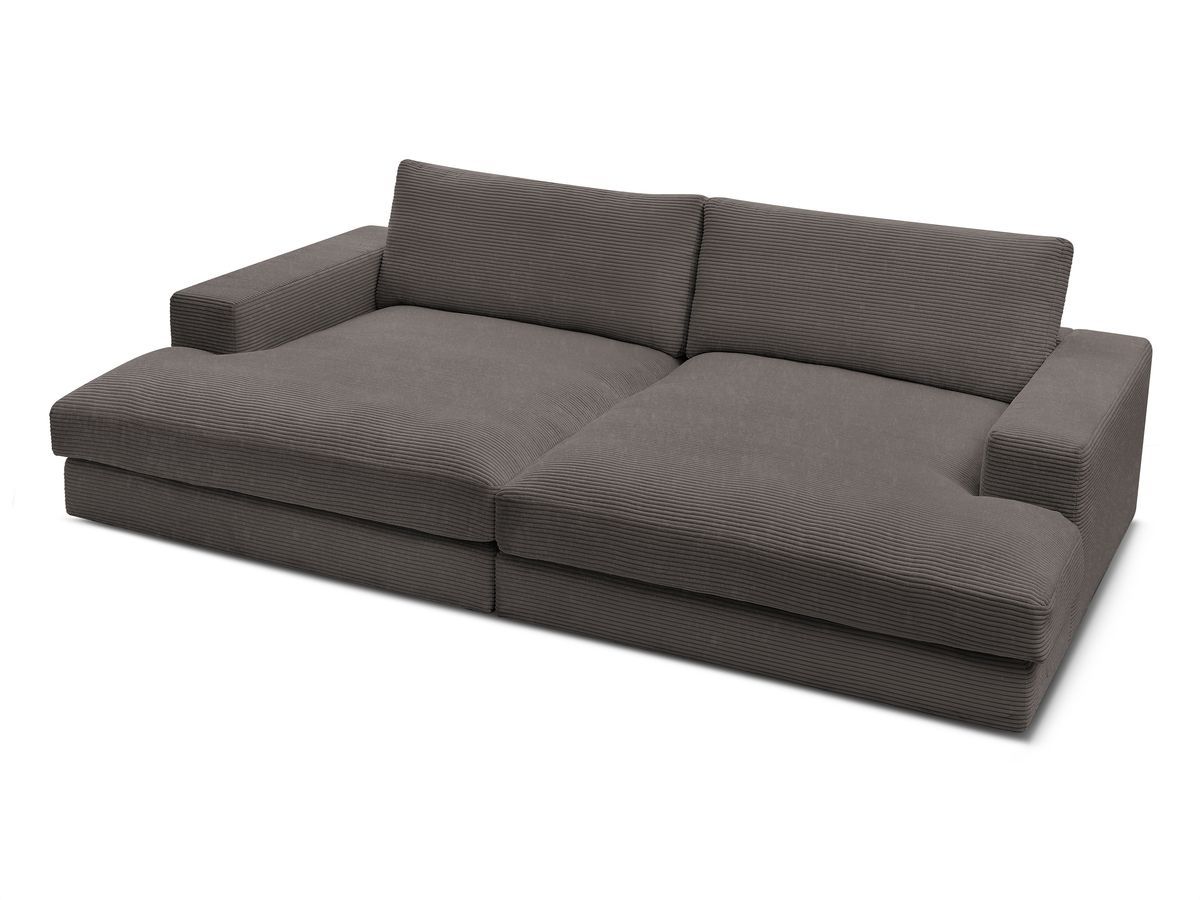 Canapé droit fixe 4 places compact LEONARD assise profonde velours côtelé