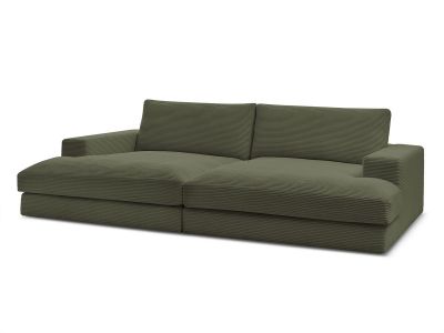 Canapé droit fixe 4 places compact LEONARD assise profonde velours côtelé