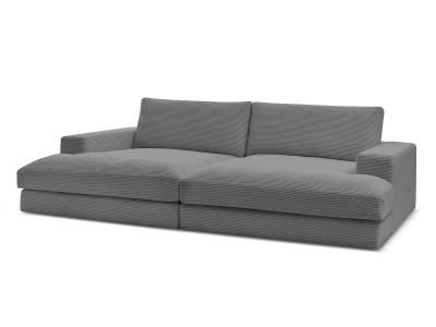 Canapé droit fixe 4 places compact LEONARD assise profonde velours côtelé