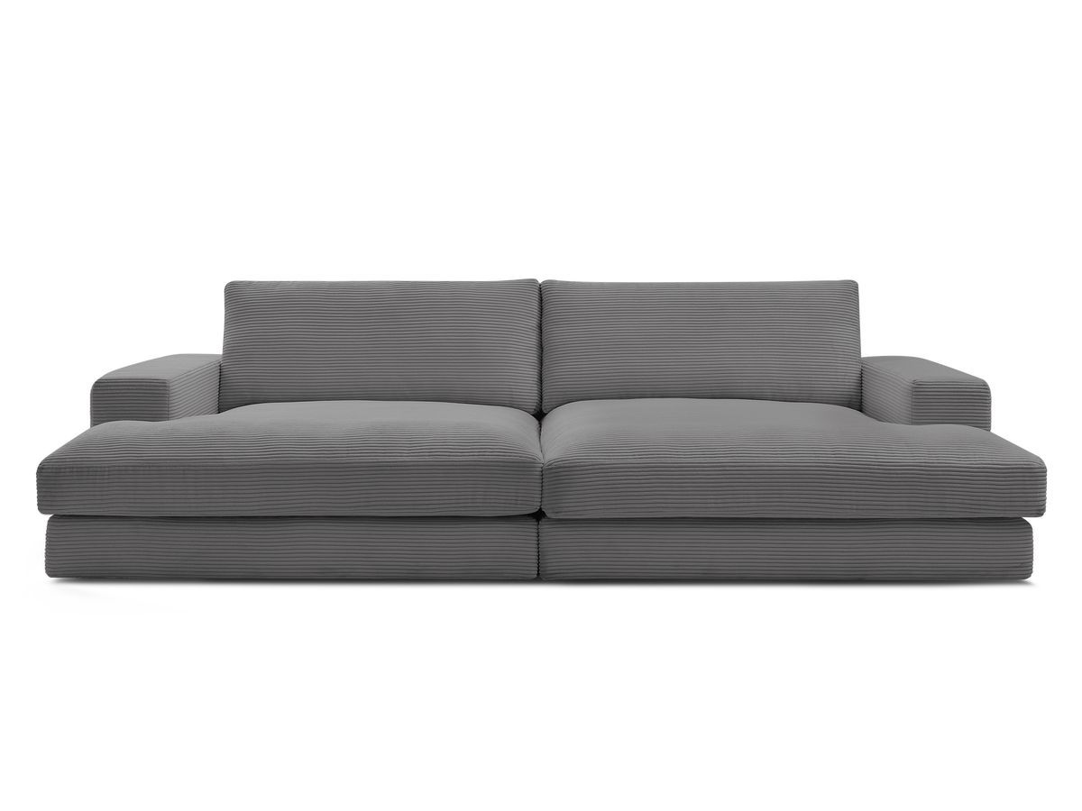 Canapé droit fixe 4 places compact LEONARD assise profonde velours côtelé