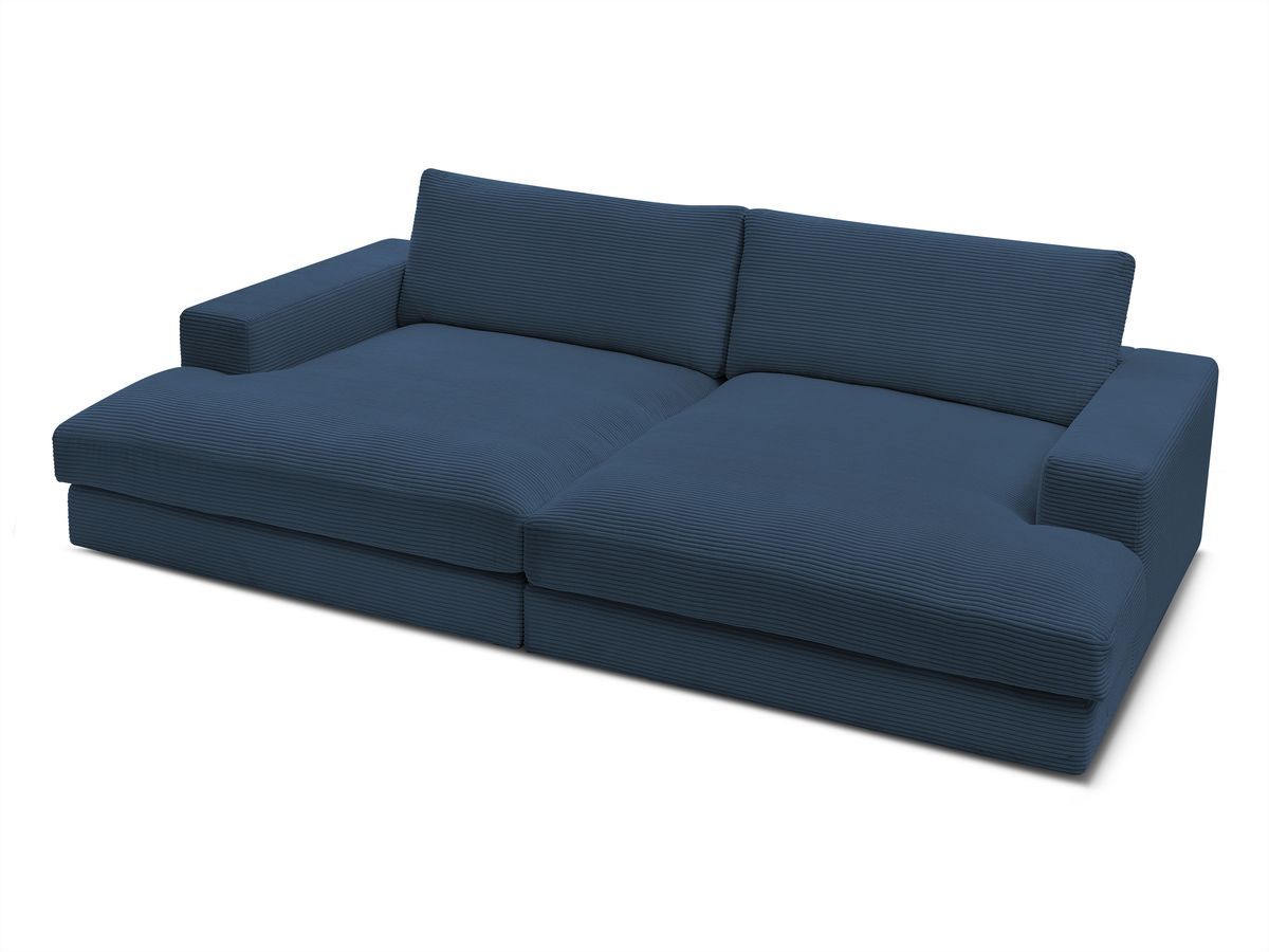 Canapé droit fixe 4 places compact LEONARD assise profonde velours côtelé