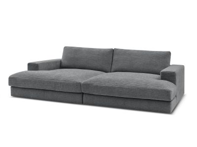 Canapé droit fixe 4 places compact LEONARD assise profonde tissu texturé