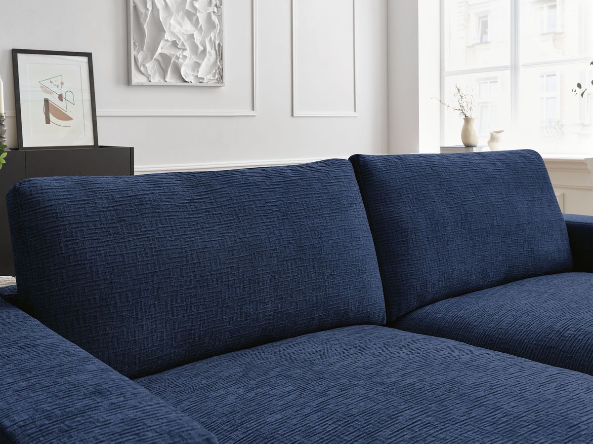 Canapé droit fixe 4 places compact LEONARD assise profonde tissu texturé