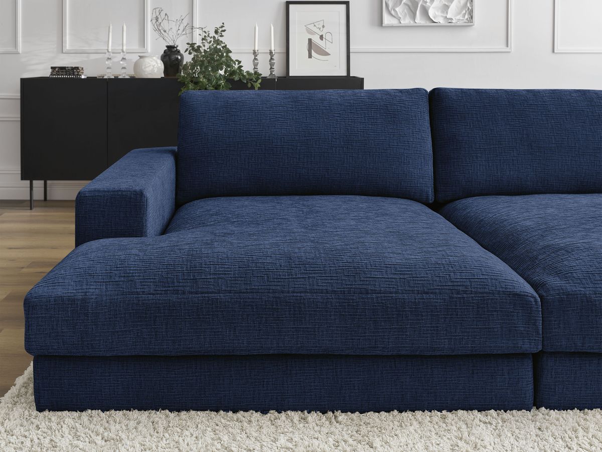 Canapé droit fixe 4 places compact LEONARD assise profonde tissu texturé