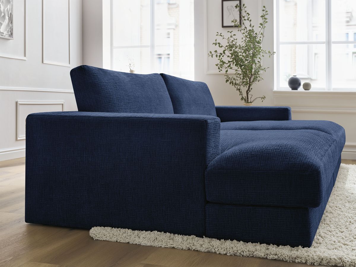 Canapé droit fixe 4 places compact LEONARD assise profonde tissu texturé