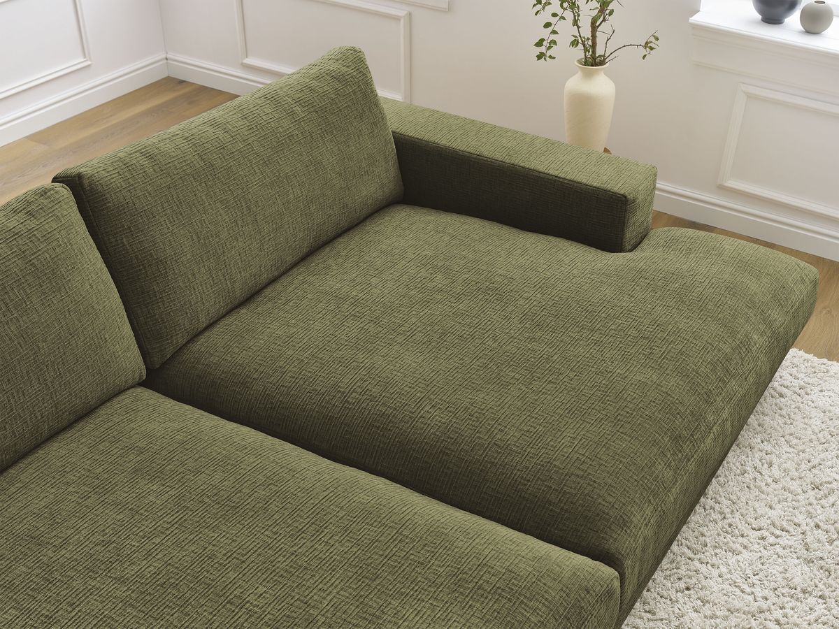 Canapé droit fixe 4 places compact LEONARD assise profonde tissu texturé