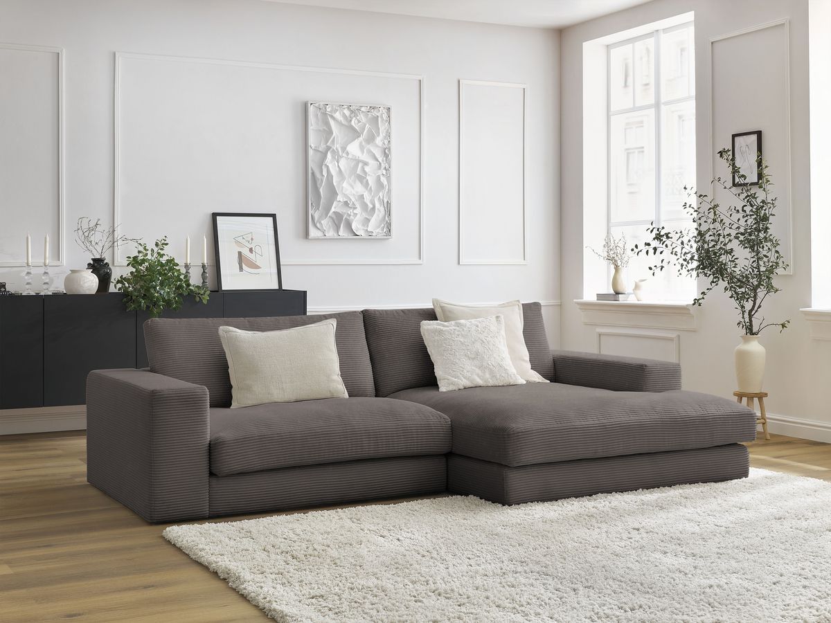 LEONARD compacte vaste hoekbank in corduroy