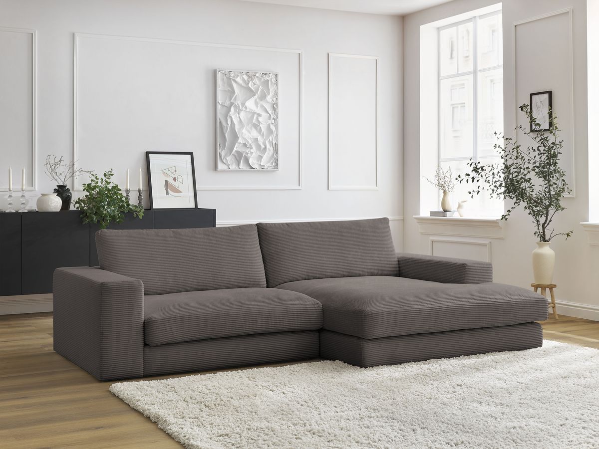 LEONARD compacte vaste hoekbank in corduroy