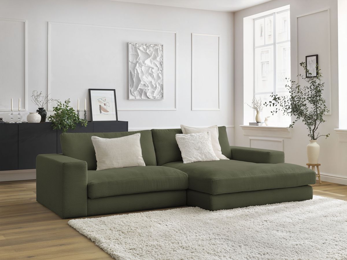 LEONARD compacte vaste hoekbank in corduroy
