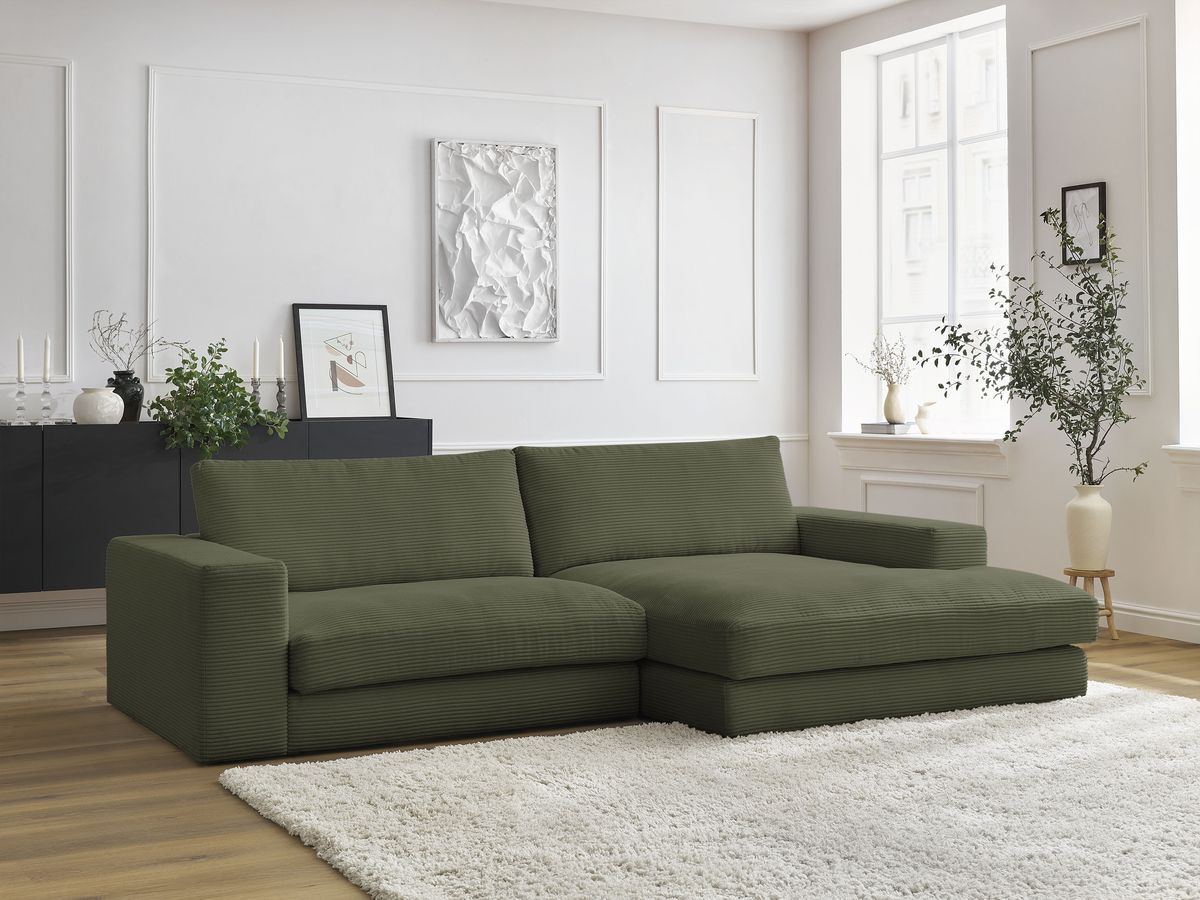 LEONARD compacte vaste hoekbank in corduroy