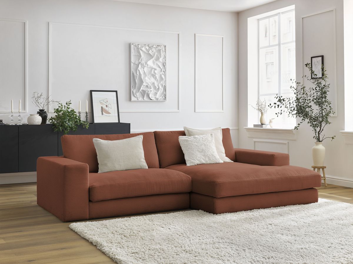 LEONARD compacte vaste hoekbank in corduroy