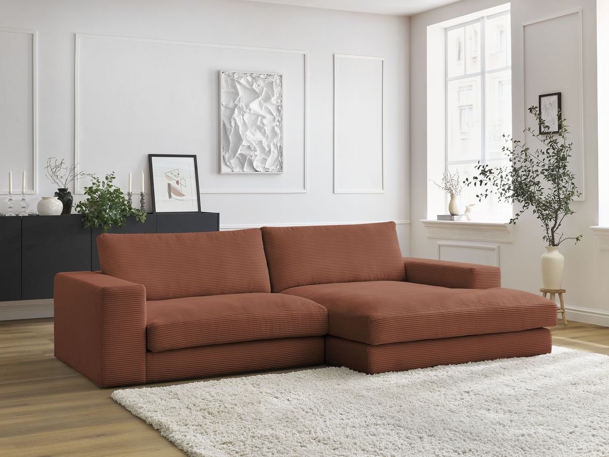 LEONARD compacte vaste hoekbank in corduroy