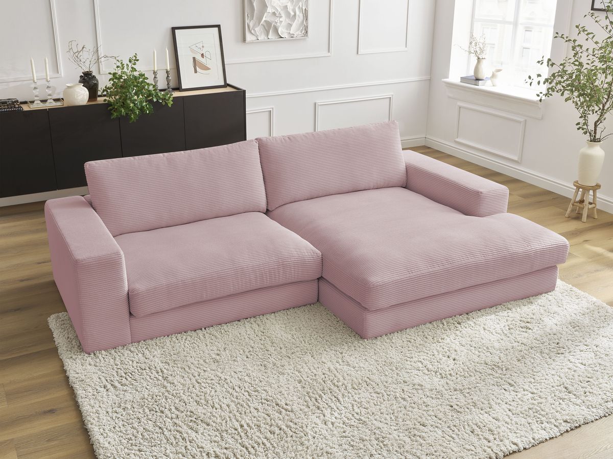 Canapé d'angle fixe compact LEONARD velours côtelé violet  angle droit BOBOCHIC 4 places - Vue supplémentaire 3