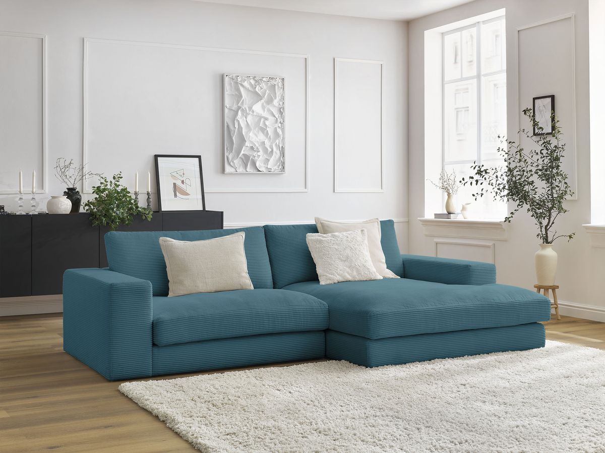 LEONARD compacte vaste hoekbank in corduroy