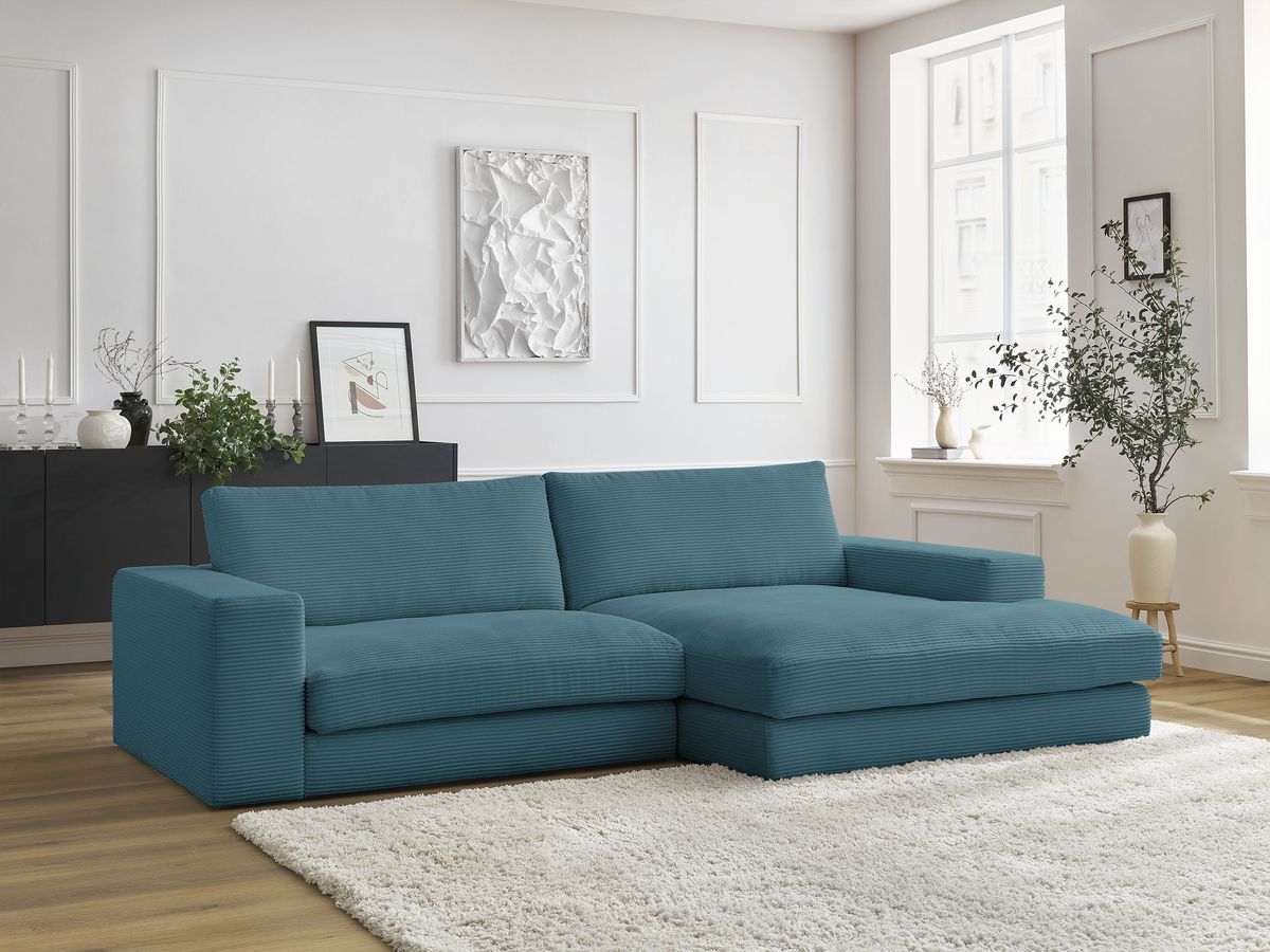 LEONARD compacte vaste hoekbank in corduroy