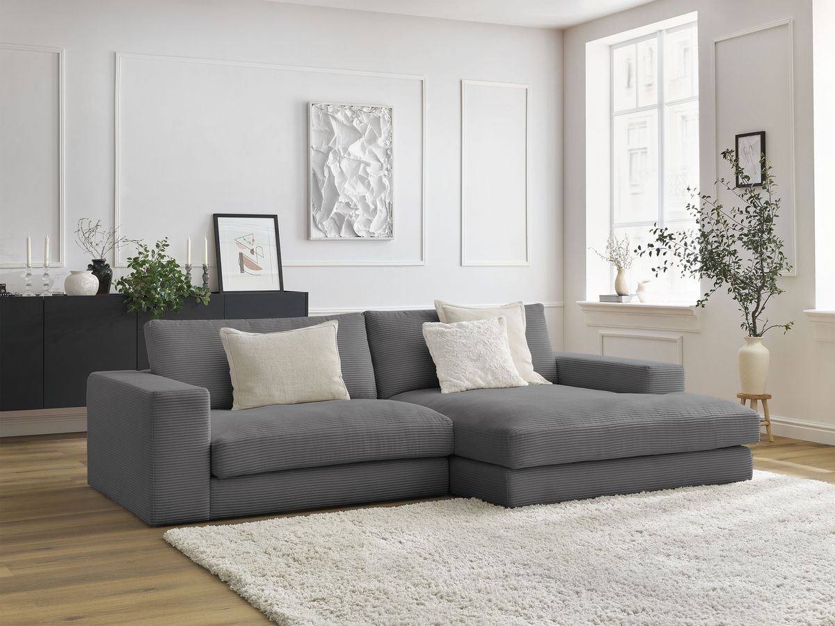 LEONARD compacte vaste hoekbank in corduroy