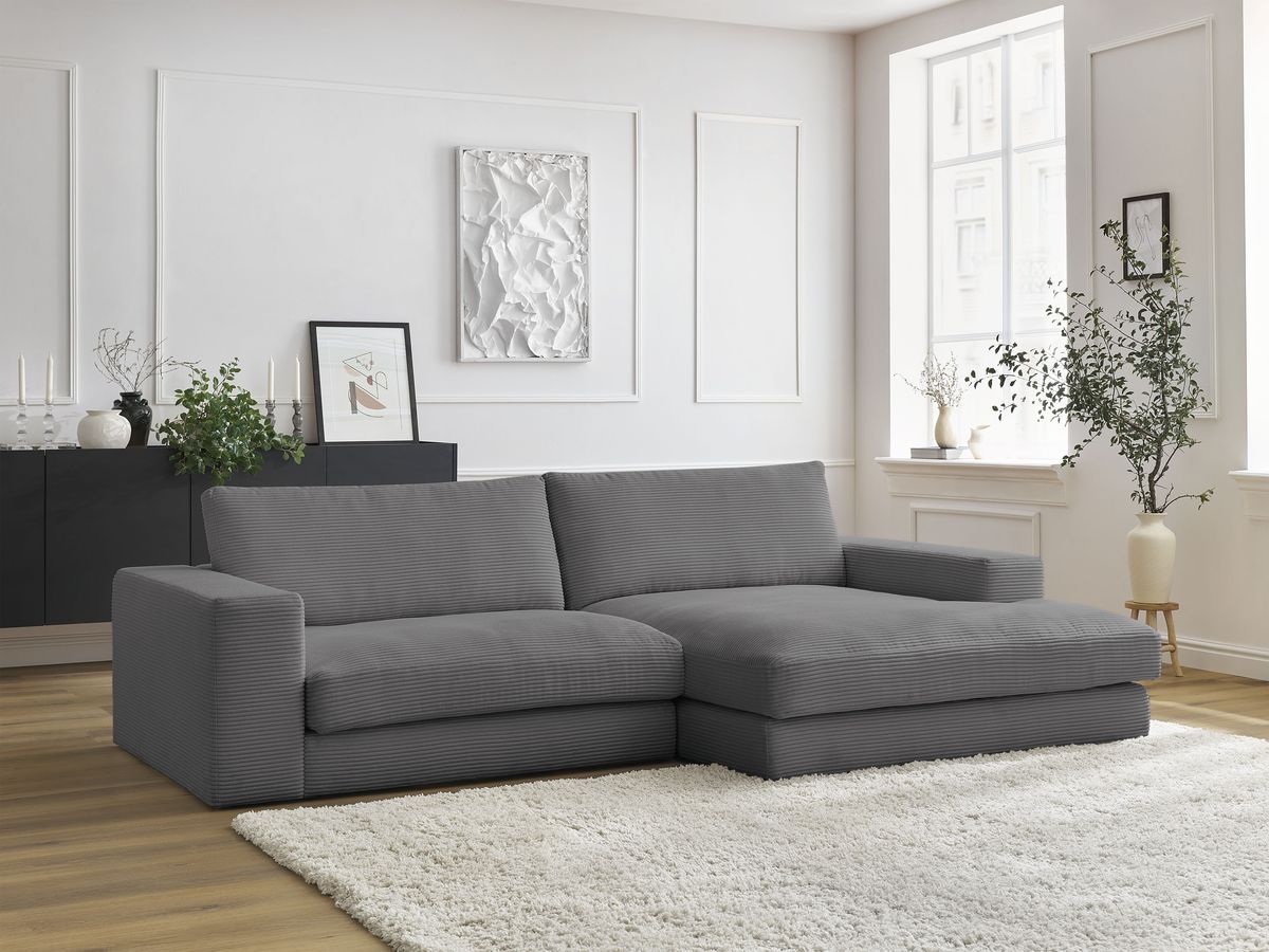 LEONARD compacte vaste hoekbank in corduroy