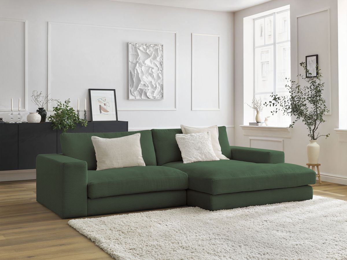 LEONARD compacte vaste hoekbank in corduroy