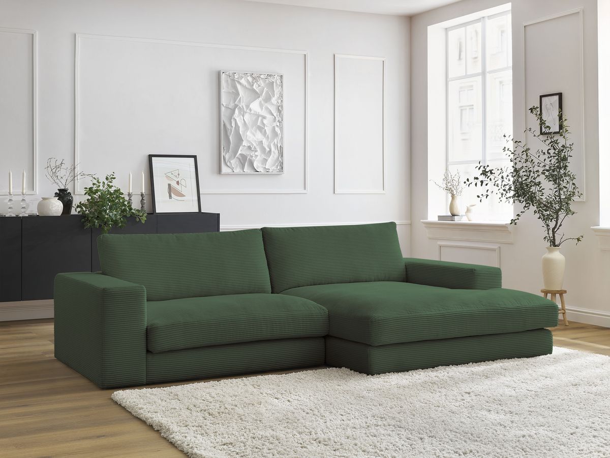 LEONARD compacte vaste hoekbank in corduroy