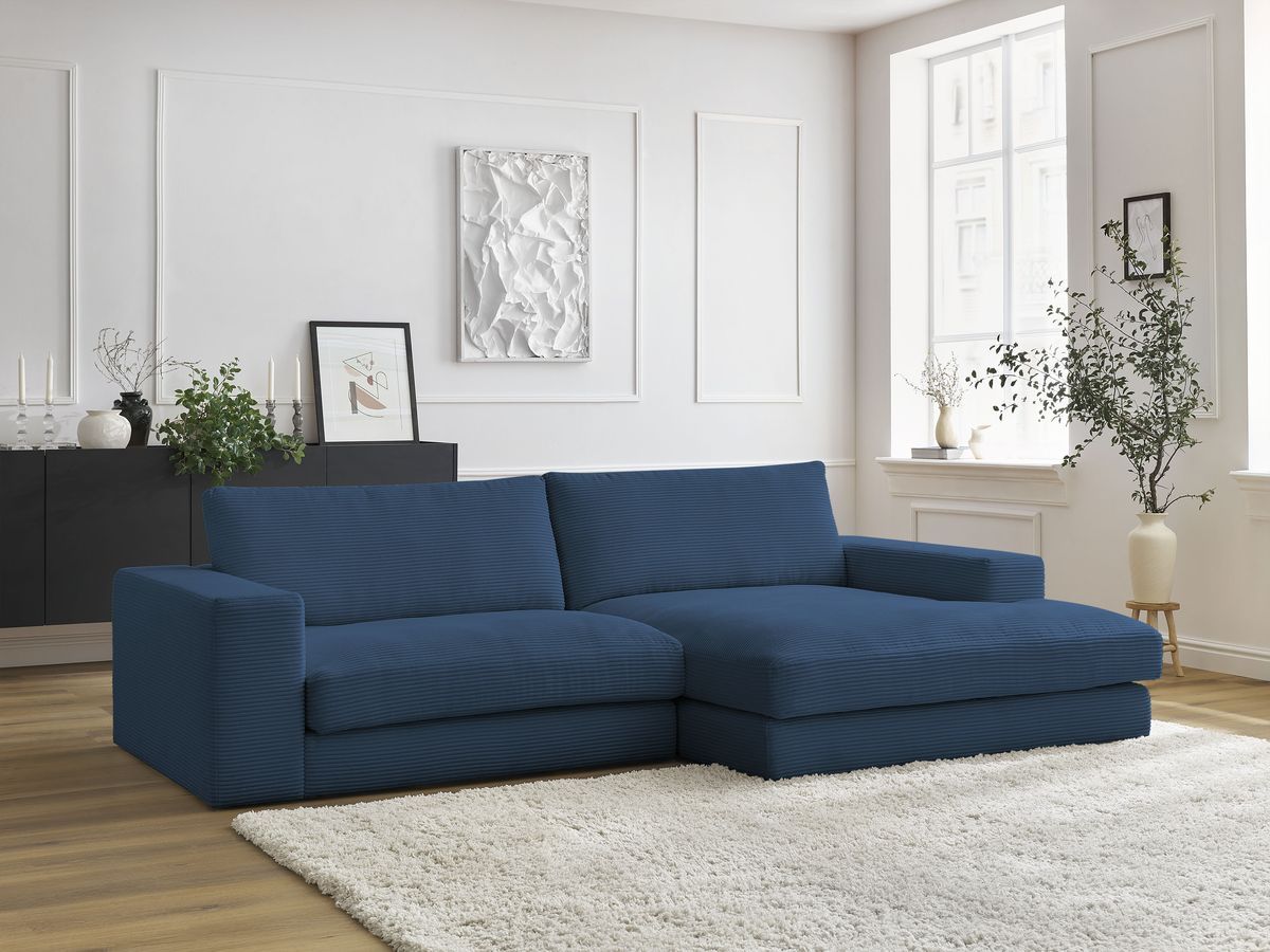 LEONARD compacte vaste hoekbank in corduroy