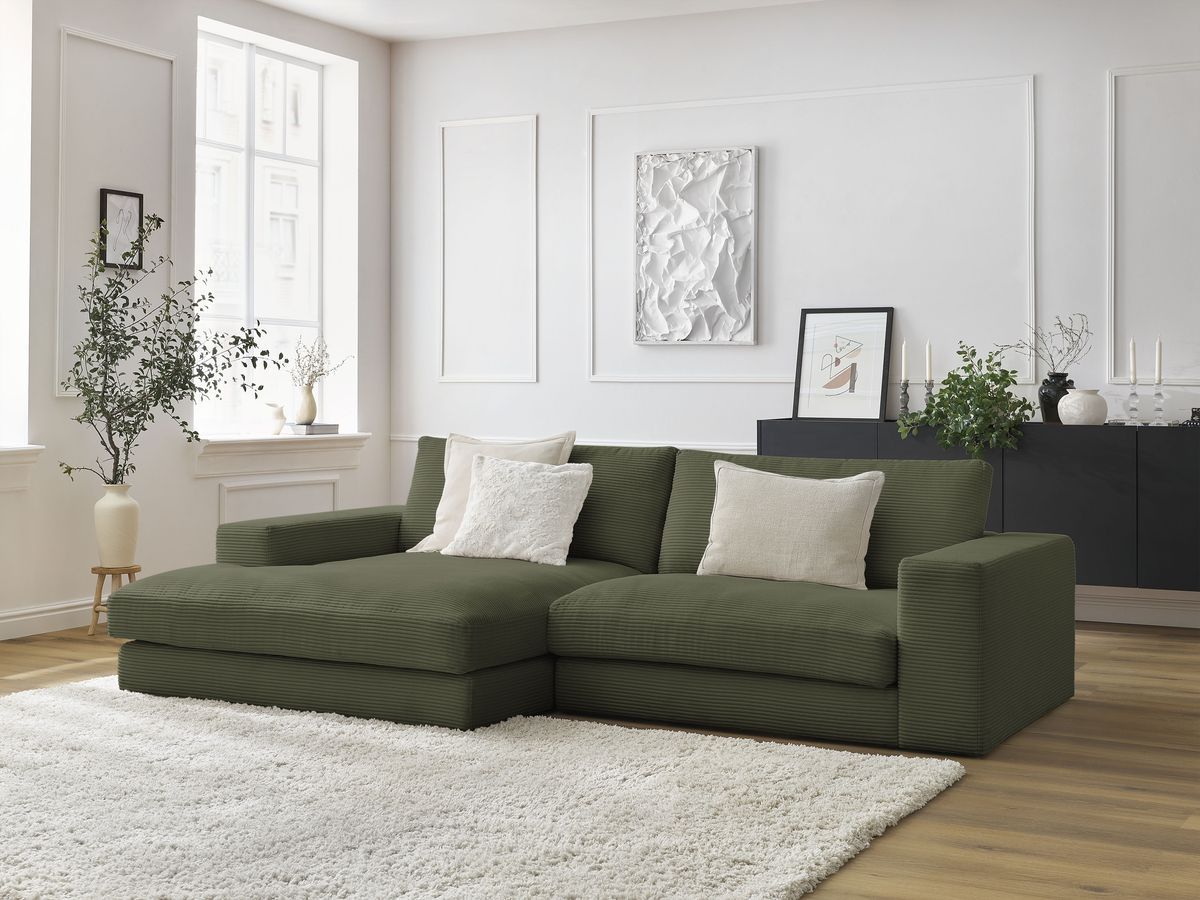 LEONARD compacte vaste hoekbank in corduroy