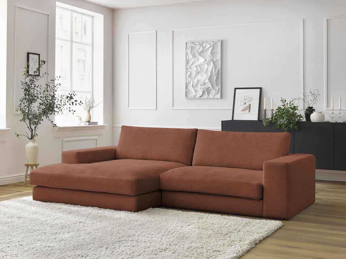 LEONARD compacte vaste hoekbank in corduroy