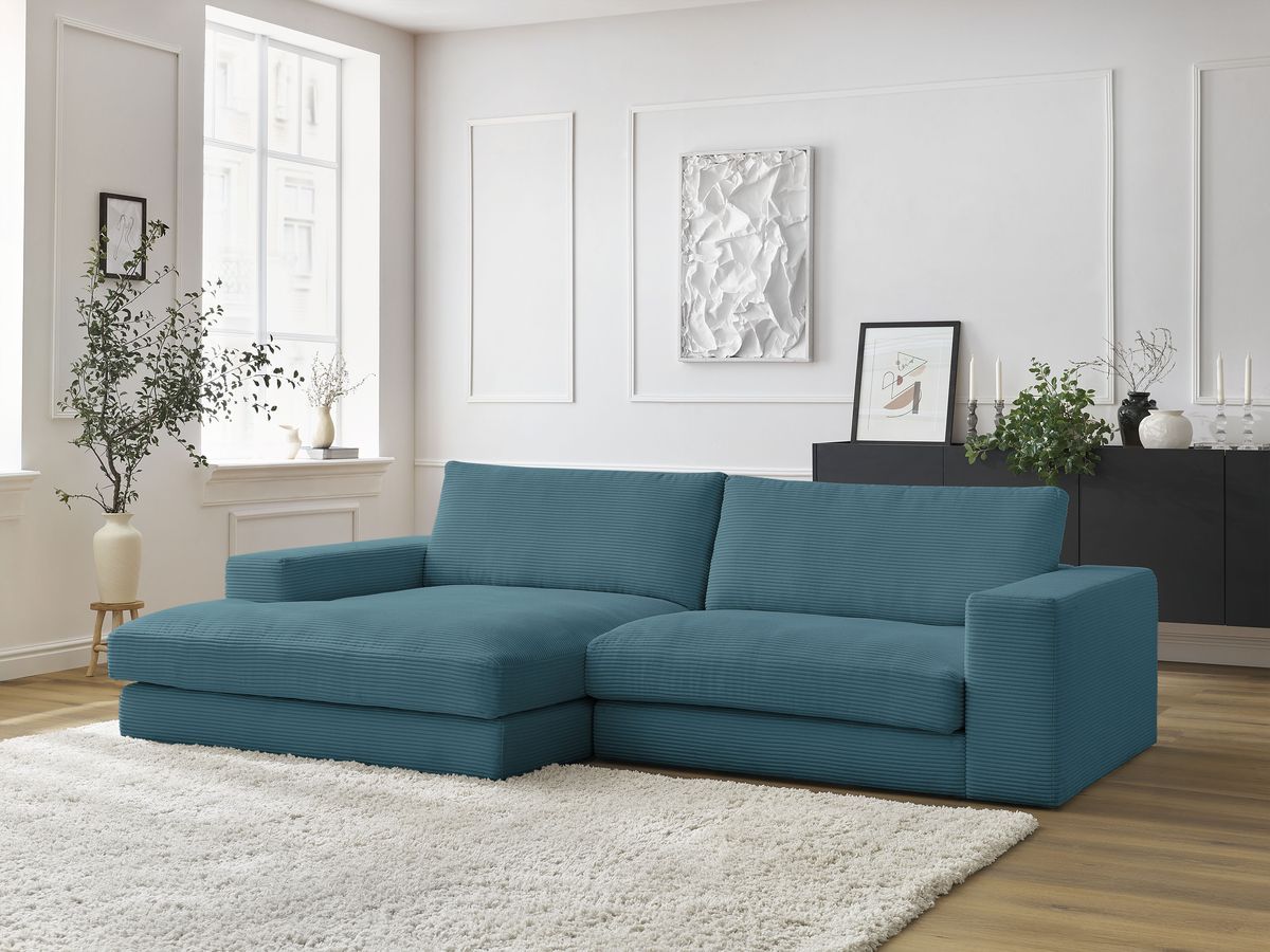 LEONARD compacte vaste hoekbank in corduroy