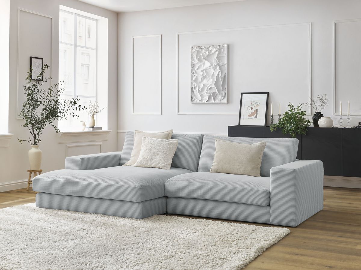 LEONARD compacte vaste hoekbank in corduroy