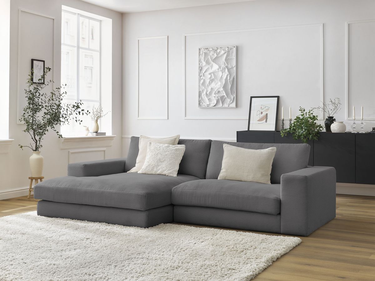LEONARD compacte vaste hoekbank in corduroy