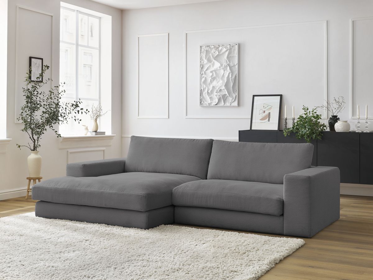 LEONARD compacte vaste hoekbank in corduroy