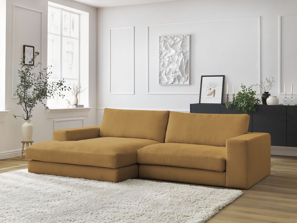 LEONARD compacte vaste hoekbank in corduroy
