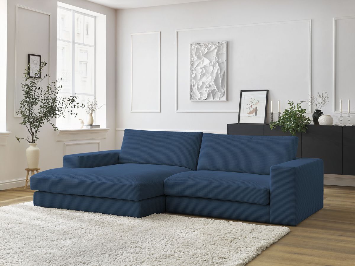 LEONARD compacte vaste hoekbank in corduroy