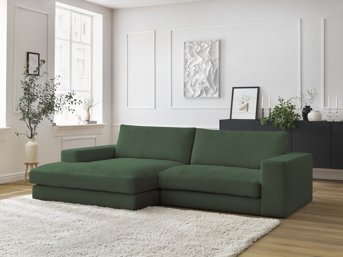 LEONARD compacte vaste hoekbank in corduroy