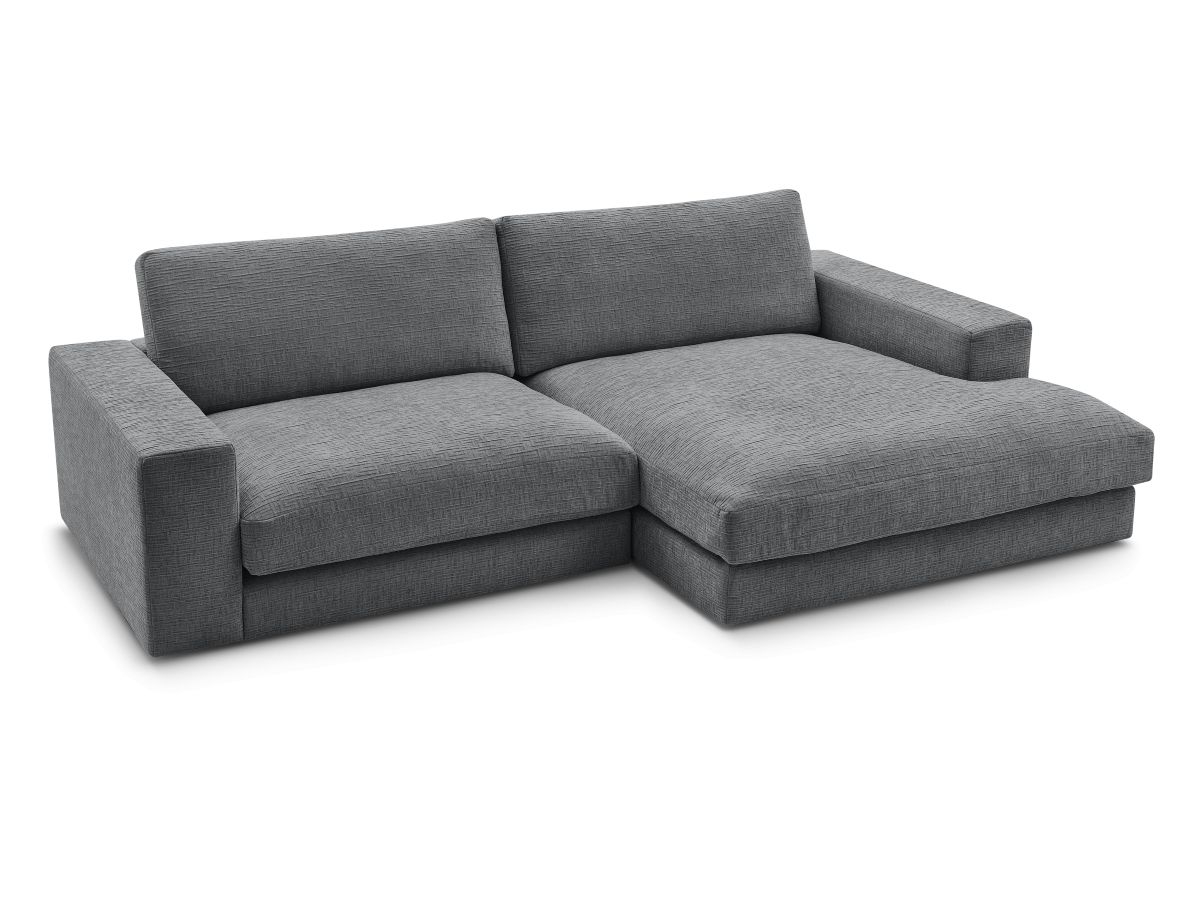 Canapé d'angle fixe compact LEONARD tissu texturé