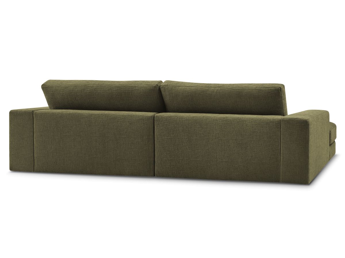 Canapé d'angle fixe EVEREST tissu chiné - Orange - Angle droit - 10 coussins
