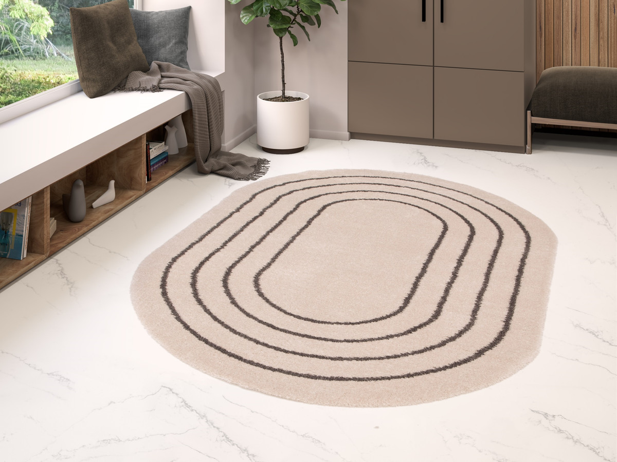 Tapis poils long YUNA motif abstrait blanc — vue 6