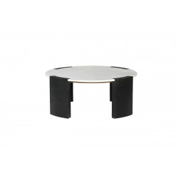 Table basse TORVI marbre et manguier ⌀ 85 cm - vue 2