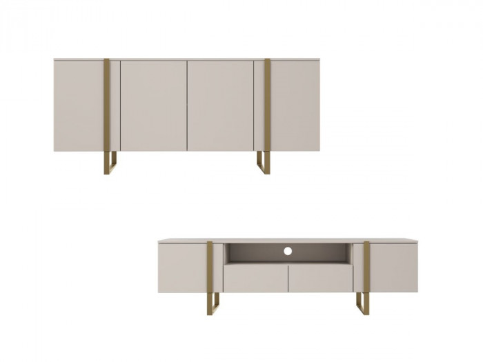 Buffet 4 portes 200 cm ELMA pieds métal or